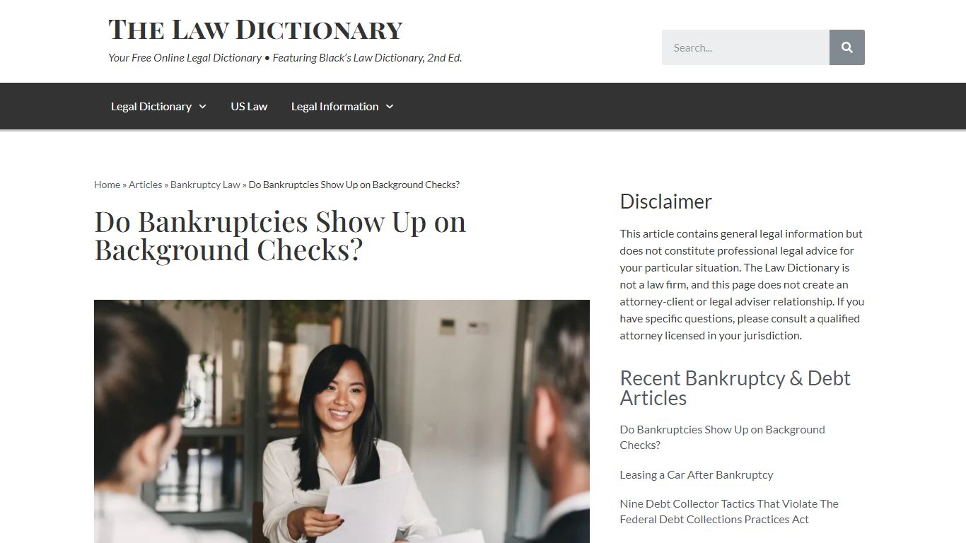 Do Bankruptcies Show Up on Background Checks? - The Law Dictionary